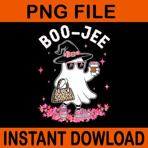 Cute Boo Jee Ghost Halloween Leopard Ghost Coffee PNG