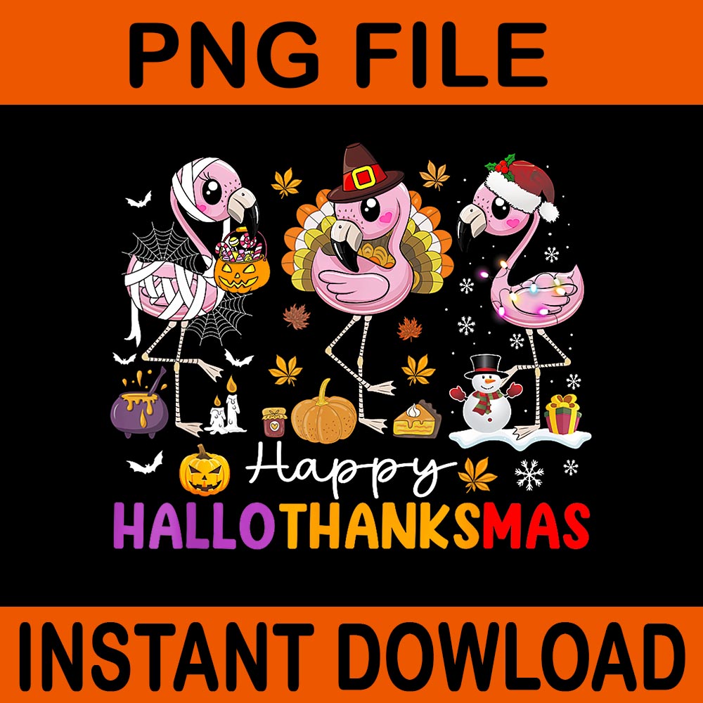 Happy Hallothanksmas Flamingo PNG