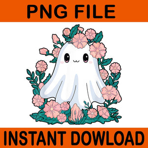 Ghost Floral Boo Halloween Spooky Season PNG