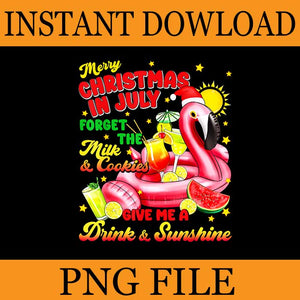 Merry Christmas In July Drink And Sunshine Flamingo PNG