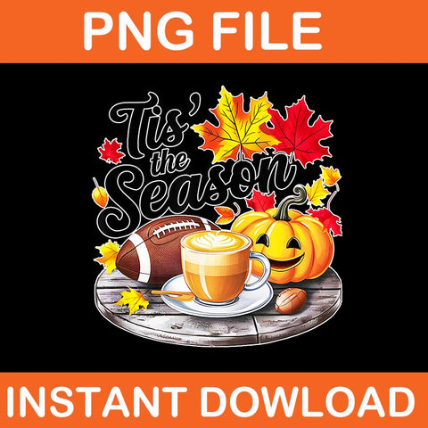 Tis' The Season Halloween Pumpkin Football PNG