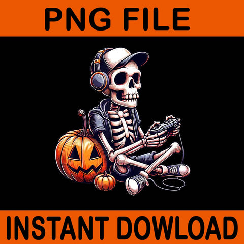  Skeleton Playing Video Game Halloween PNG