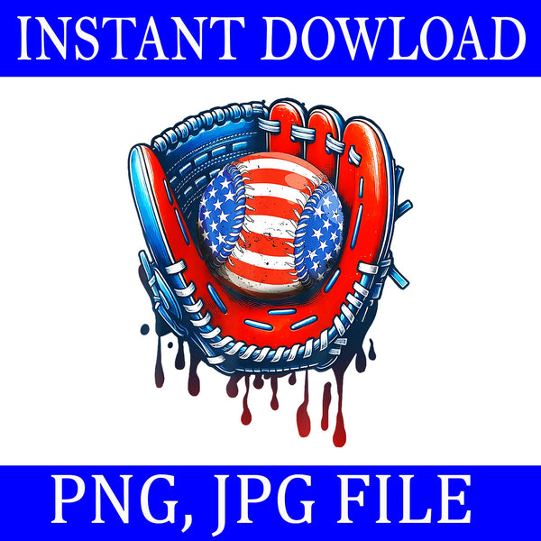 Baseball Drip Ice Cream Sprinkles 4th Of July Baseball Glove PNG