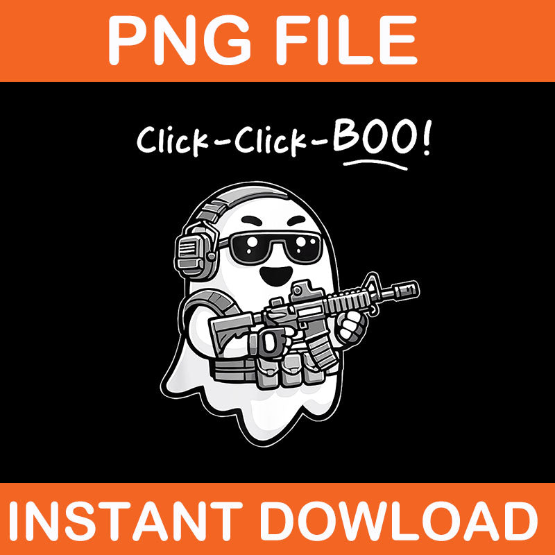 Tactical Ghost Click Click Boo Halloween Veteran Party PNG