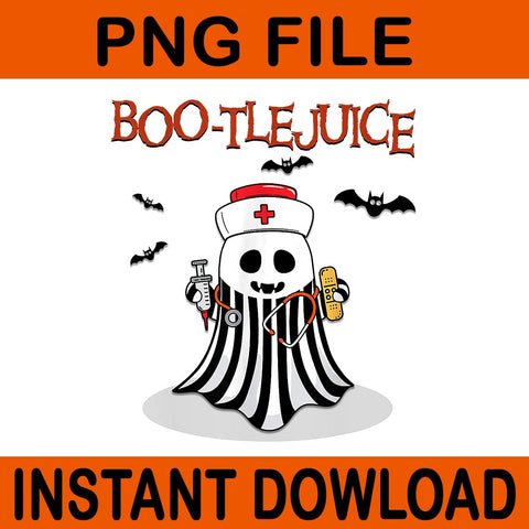 Boo-Tlejuice Ghost Nurse Halloween PNG