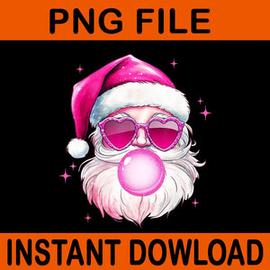 Retro Santa Christmas Blowing Bubble PNG, Funny Santa With Sunglasses Xmas PNG