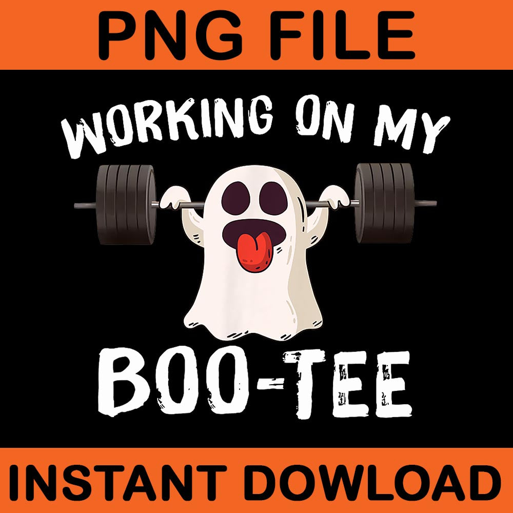 Working On My Boo Tee Ghost Halloween PNG