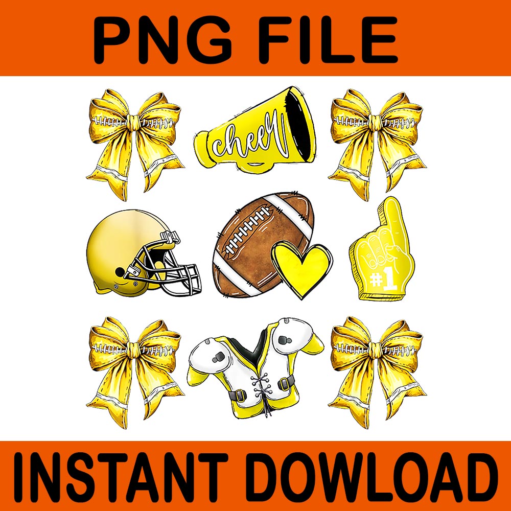  Yellow Cheer Coquette Football Mom PNG