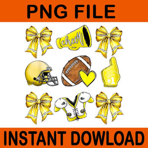  Yellow Cheer Coquette Football Mom PNG