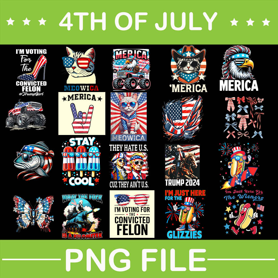 Bundle 4th Of July PNG, Cat Merica PNG, Eagle 4th Of July PNG