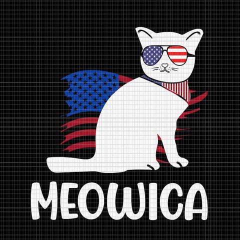 Patriotic Cat Meowica 4th Of July Svg, Funny Kitten Lover Svg, Cat Meowica Svg, 4th Of July Svg