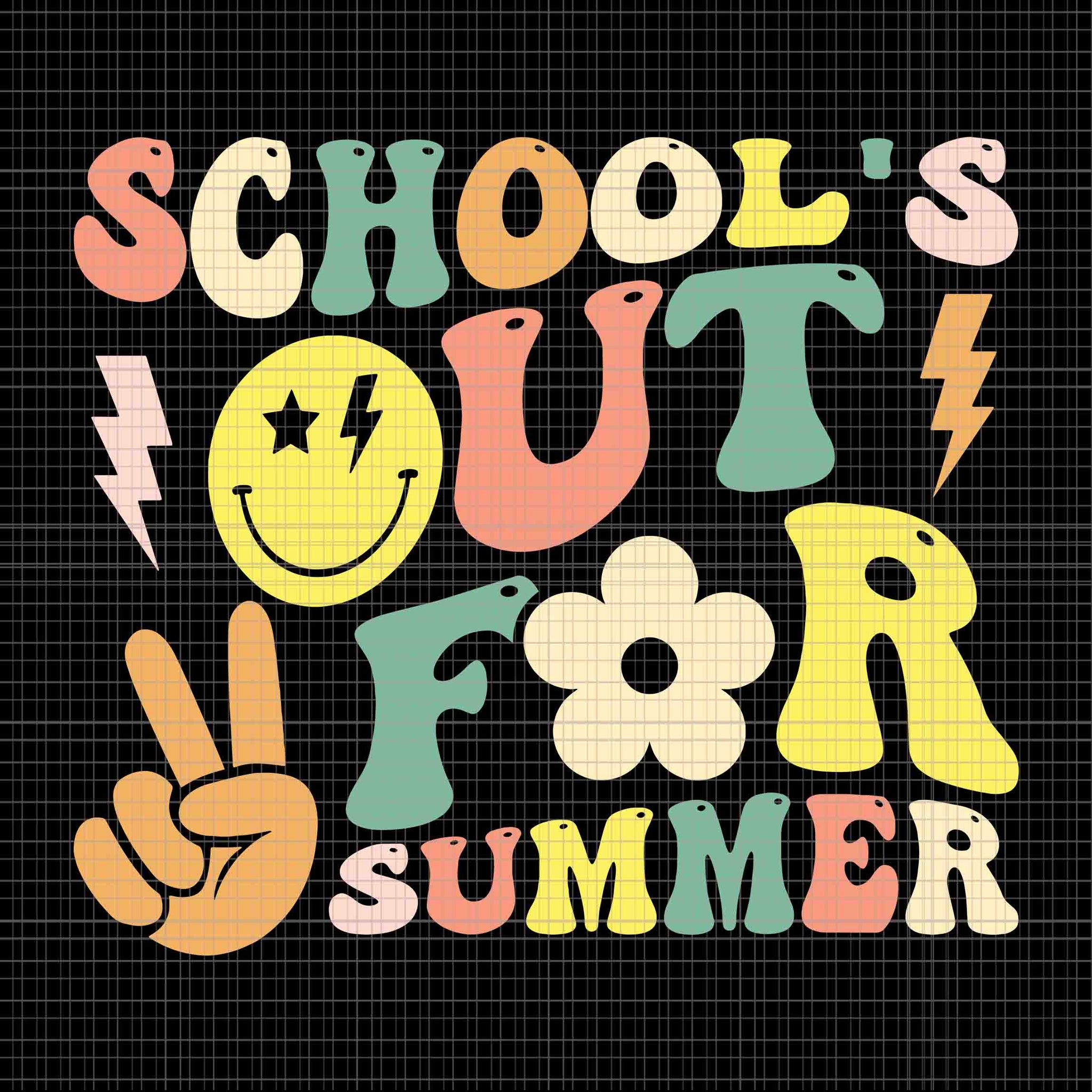 Last Day Of School Groovy Schools Out For Summer Teacher Svg, Schools Out For Summer Svg, Last Day Of School Svg, School Svg