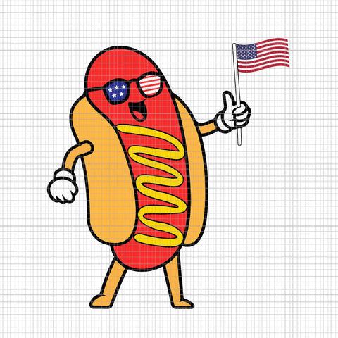 4th Of July Hot Dog Svg, Hotdog 4th Of July Svg, Hot Dog Flag Svg