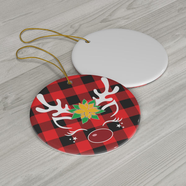 Reindeer Ceramic Ornaments  Baffulo Plaid Christmas