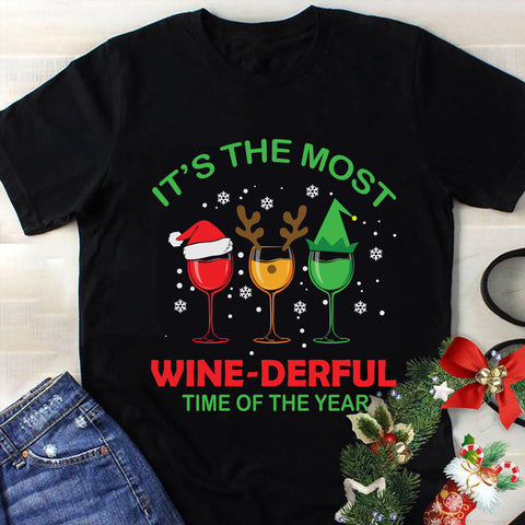 It's The Most Wine Derful Time Of The Year Svg, Christmas Svg, Tree Christmas Svg, Tree Svg, Santa Svg, Snow Svg, Merry Christmas Svg, Hat Santa Svg, Wine Christmas Svg