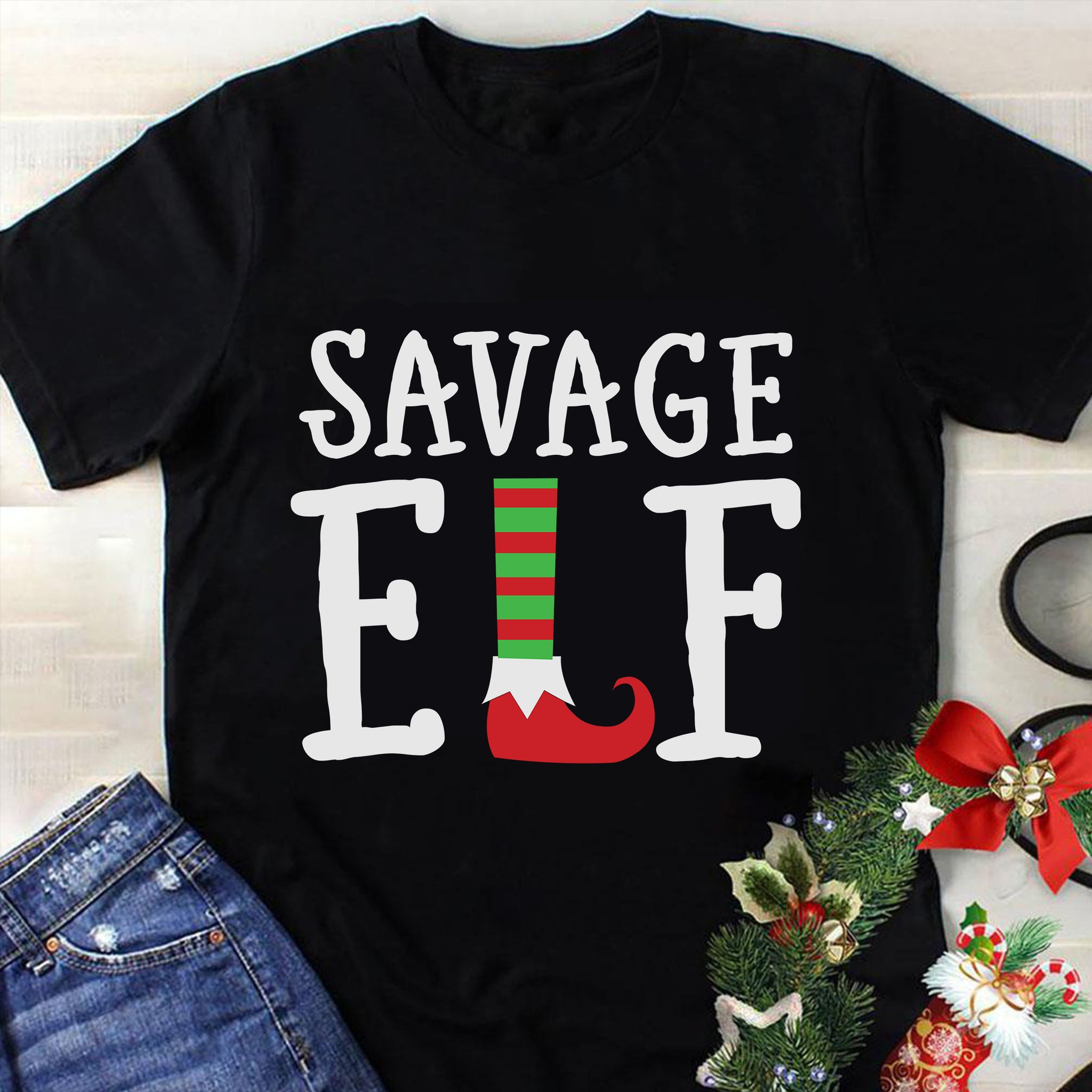 Savage ELF Svg, Christmas Svg, Tree Christmas Svg, Tree Svg, Santa Svg, Snow Svg, Merry Christmas Svg, Hat Santa Svg, Light Christmas Svg