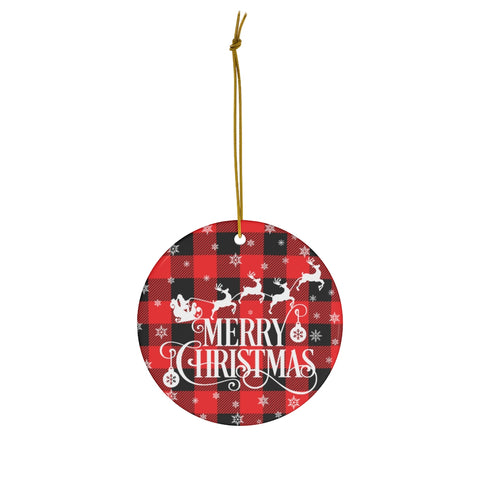 Merry Christmas Ceramic Ornaments  Baffulo Plaid Christmas