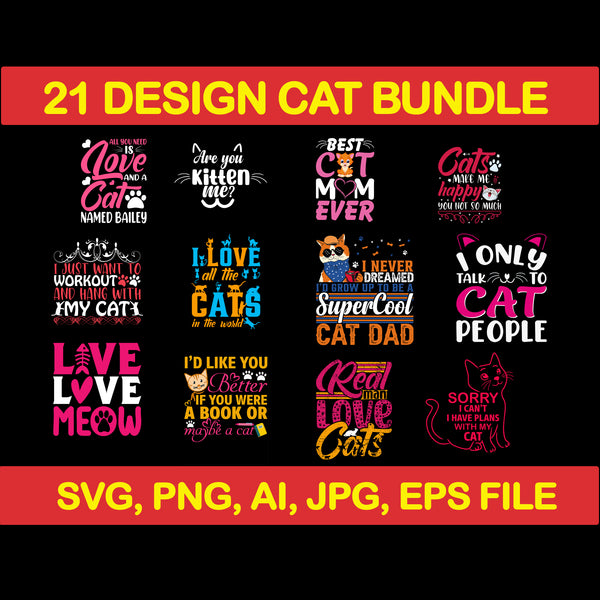 Cat Bundle SVG, Cat svg, kitty svg, Cute Cat SVG,cat head,cat face,mom mama cat svg, Funny Cats, Cat Silhouette, crazy cat love, Cat Design Png