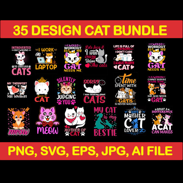 Cat Bundle SVG, Cat svg, kitty svg, Cute Cat SVG,cat head,cat face,mom mama cat svg, Funny Cats, Cat Silhouette, crazy cat love, Cat Design Png