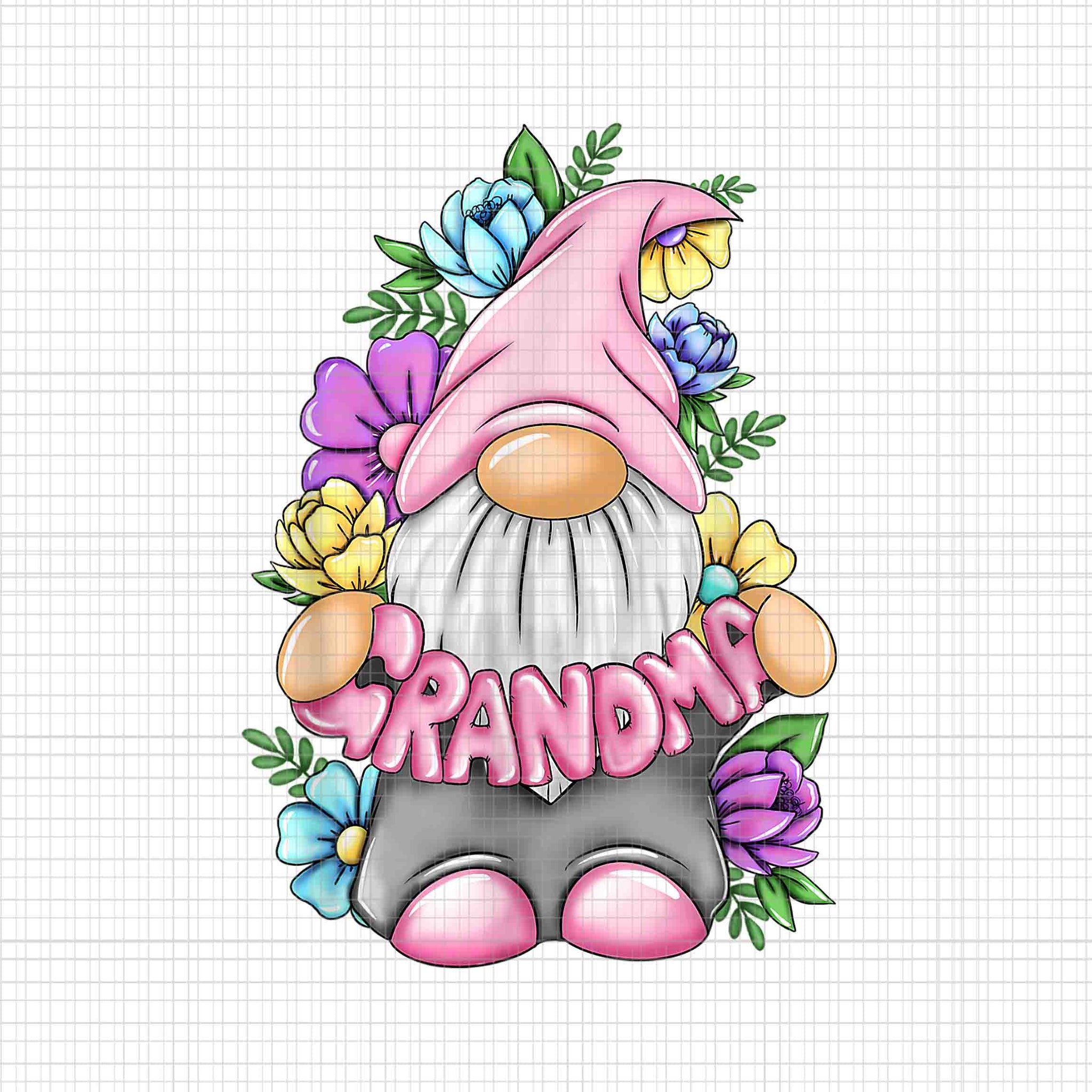 Gnome Grandma Happy Mothers Day Art Flower Png, Mom Gnomies Png, Gnome Grandma Png, Mother Day Png, Mother Png