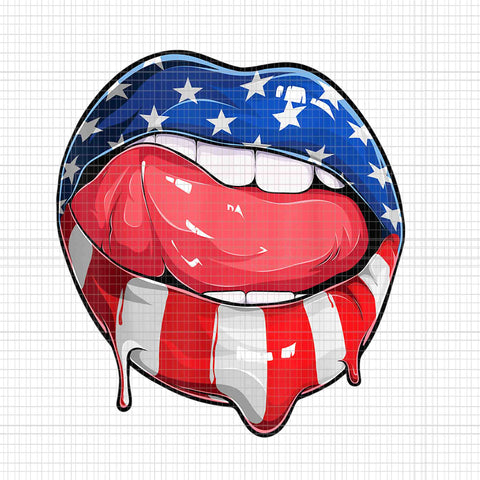 USA Flag Dripping Lips 4th Of July Patriotic American Png, Dripping Lips Flag USA Png, Dripping Lips Flag Png
