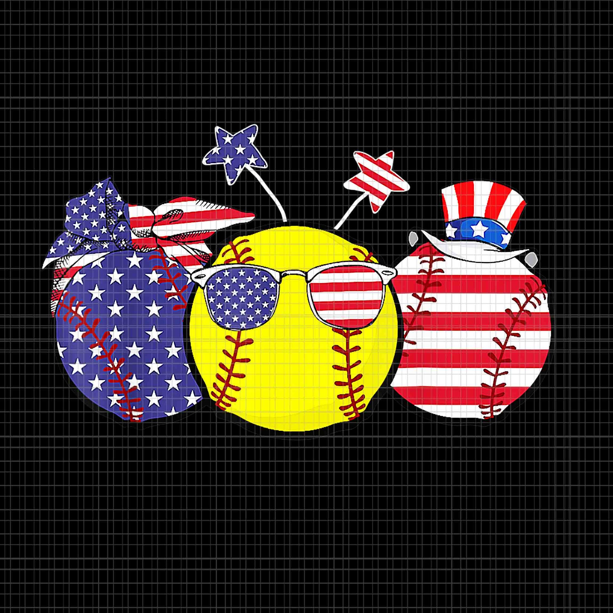 Red White Blue Softball Lover Patriotic 4th Of July Png, Softball 4th Of July Png, Softball Lover Png, 4th Of July Flag Png,