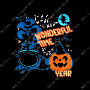 It's the Most Wonderful Time of the Year Halloween Vintage Png, Halloween Png, Black Cat Halloween Png, Pumpkin Png