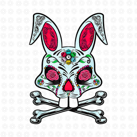 Easter Bunny Ears Sugar Skull Png, Easter Bunny Skull Png, Bunny Skull Png, Easter Day Png