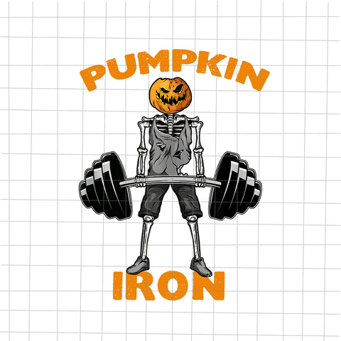 Pumpkin Iron Skeleton Halloween Workout Png, Skeleton Halloween Png, Skeleton Gym Png