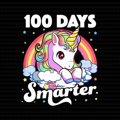 100 Days Smarter Unicorn Girls Teacher Png, 100th Day of School Png, Unicorn Png,
