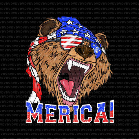Merica Grizzly Bear 4th Of July Patriotic Png, Bear 4th Of July Png, 4th Of July Png, Merica Flag Png