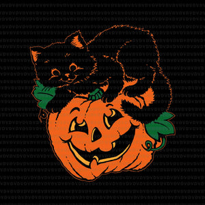 Pumpkin and Black Cat Halloween Svg, Pumpkin Svg, Halloween Svg, Ca t Halloween Svg