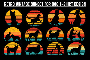 Dog Sunset Colorful, Dog svg, dog vintage design, vintage dog svg, dog design, dog vector