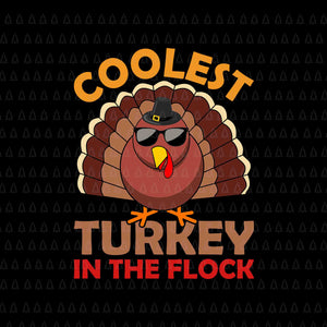 Coolest Turkey In The Flock Svg, Happy Thanksgiving Svg, Turkey Svg, Thanksgiving Svg, Thanksgiving Turkey Svg