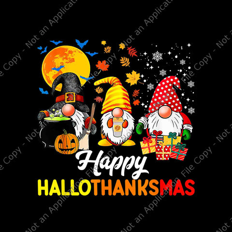 Gnomes Halloween Thanksgiving Christmas Png, Happy Hallothanksmas Png, Gnome Halloween Png, Gnome Thanksgiving Png