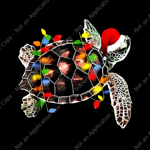 Sea Turtle Christmas Lights Png, Funny Turtle Santa Hat Merry Christmas Png, Turtle Xmas Png, Christmas Png