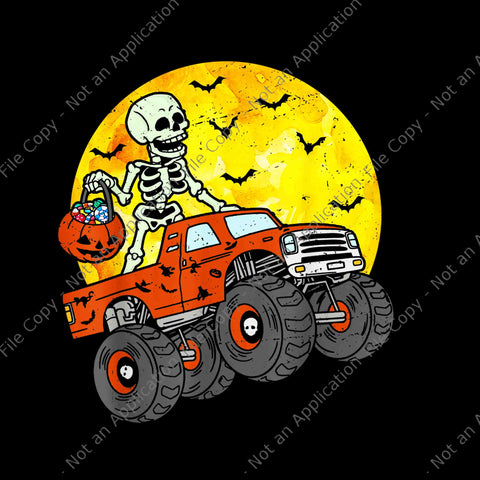 Skeleton Monster Truck Moon Candy Png, Skeleton Monster Halloween Png, Skeleton Halloween png, Skeleton Truck Png