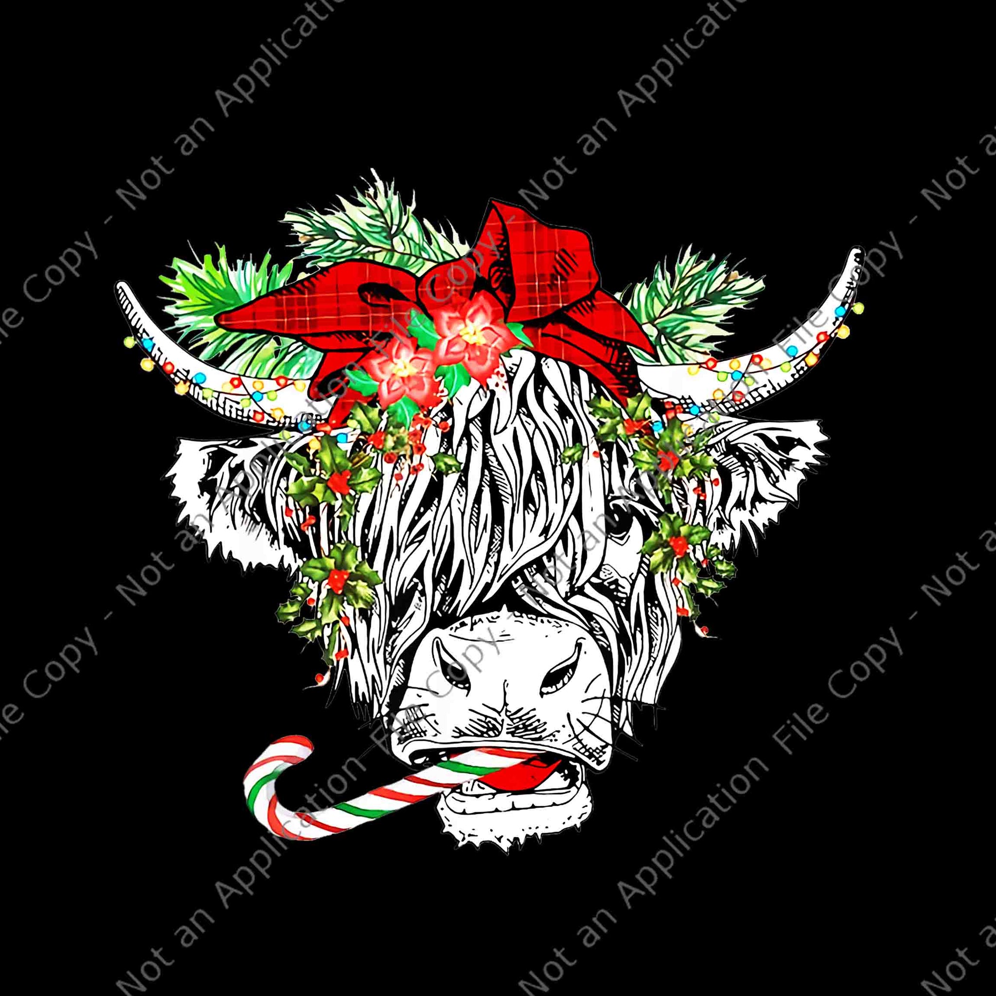 Cow Merry Christmas Png, Cow Christmas Highland Happy Holidays Png, Cow Xmas Png, Christmas Png