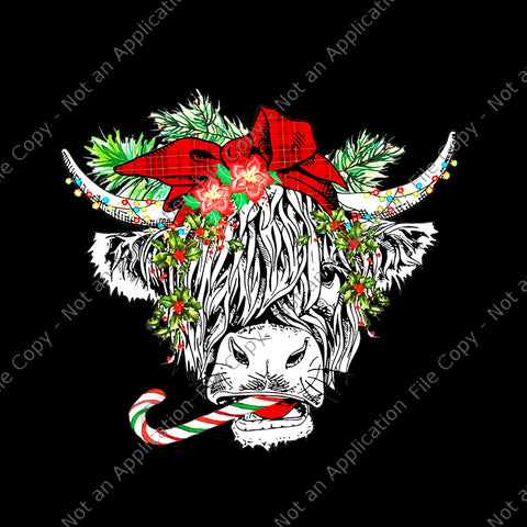 Cow Merry Christmas Png, Cow Christmas Highland Happy Holidays Png, Cow Xmas Png, Christmas Png