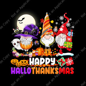 Happy Hallothanksmas Png Gnomes Halloween Thanksgiving Christmas Png, Three Gnomes Hallothanksmas Png, Hallothanksmas Png