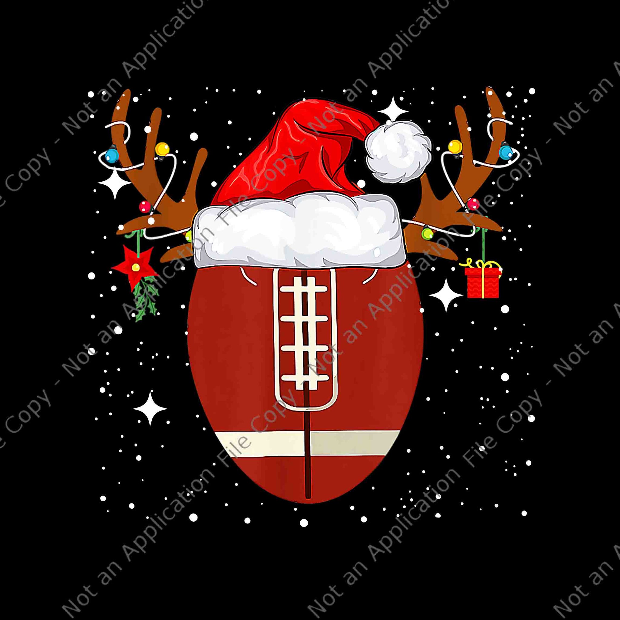 Christmas Football Ball Santa Hat Reindeer Xmas Png, Football Reindeer Xmas Png, Football Christmas Png, Reindeer Hat Santa Png, Christmas Png