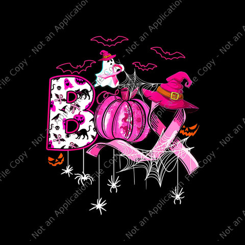 Boo Halloween Pumpkin Pink Ribbon Witch Breast Cancer Png, Boo Halloween Pumpkin Pink Png, Boo Pink Breast Cancer Png