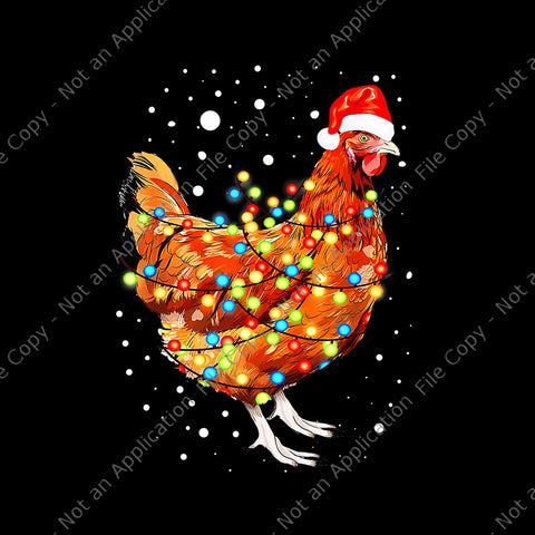 Chicken Christmas Lights With Santa Hat Xmas Png, Chicken Lights Christmas Png, Chicken Xmas Png, Christmas Png
