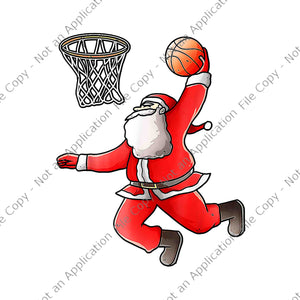 Basketball Santa Christmas Dunk Cool Sport X-Mas Png, Basketball Santa Png, Santa Play Basketball Christmas Png, Santa Png, Christmas Png
