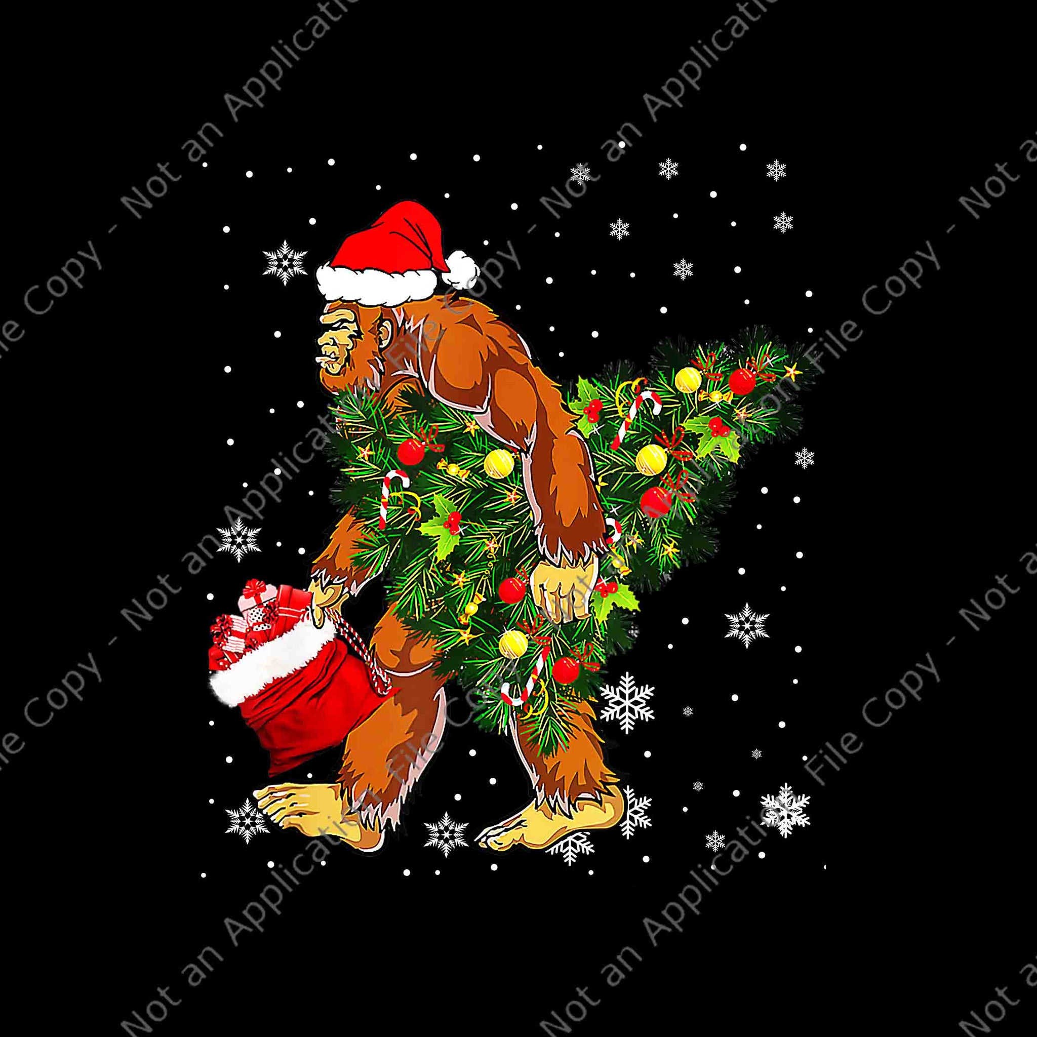 Bigfoot Carrying Christmas Tree Sasquatch Believer Png, Bigfoot Carrying Christmas Tree Png, Bigfoot Christmas Png, Bigfoot Tree Xmas Png, Christmas Png