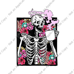 Halloween Coffee Drinking Skeleton Skull Png, Halloween Coffee Png, Skeleton Halloween Png, Halloween Png, Skull Skeleton Png