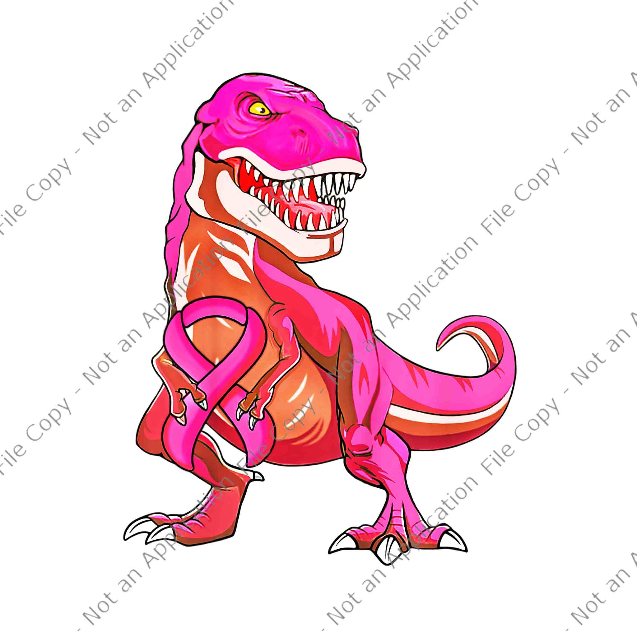 T-Rex Breast Cancer Png, Pink Ribbon T-Rex Breast Cancer Awareness Png, Dinosaur Pink Png, Dinosaur Breast Cancer Awareness Png