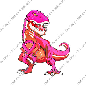 T-Rex Breast Cancer Png, Pink Ribbon T-Rex Breast Cancer Awareness Png, Dinosaur Pink Png, Dinosaur Breast Cancer Awareness Png