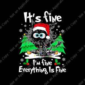 It's Fine I'm Fine Everything Is Fine Black Cat Christmas Png, Black Cat Christmas Png, Cat Christmas Png, Cat Tree Xmas Png