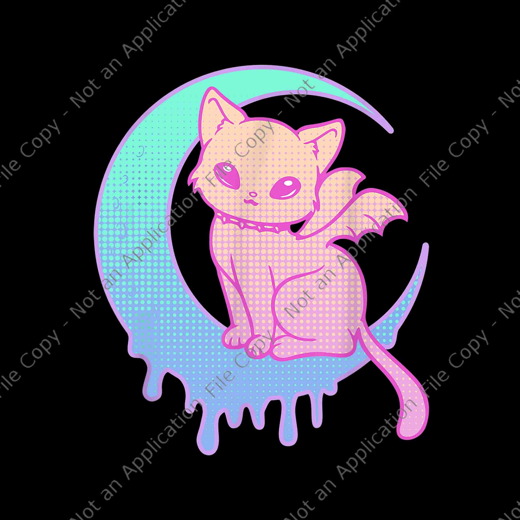 Pastel Kawaii Cat With Moon Png, Pastel Kawaii Cat Png, Cat Png